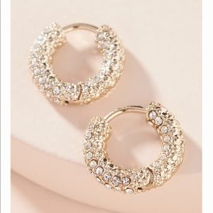 Anthropologie Alanna Huggie Pave Hoop earrings